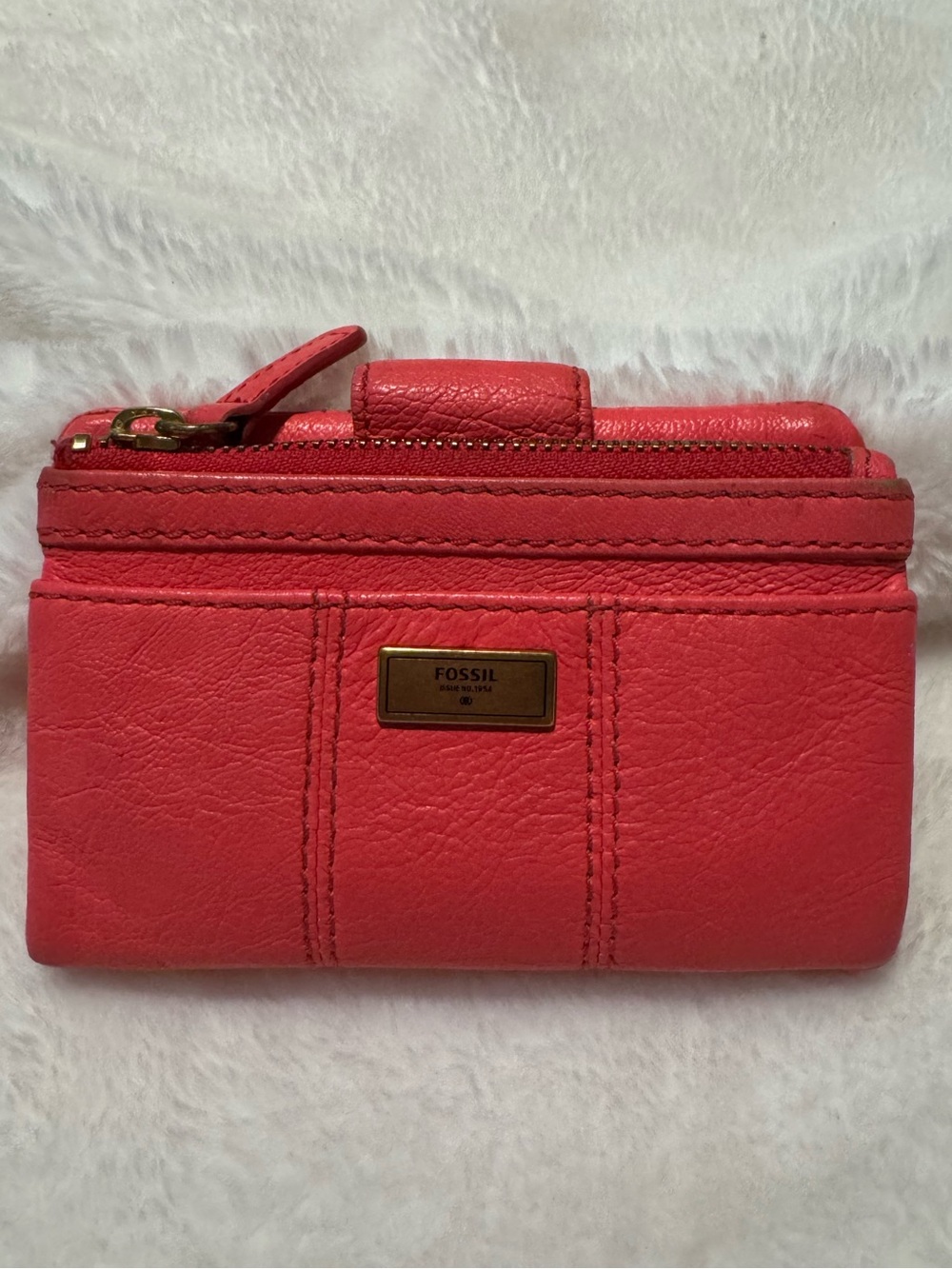 Fossil Coral Pink Zip Wallet